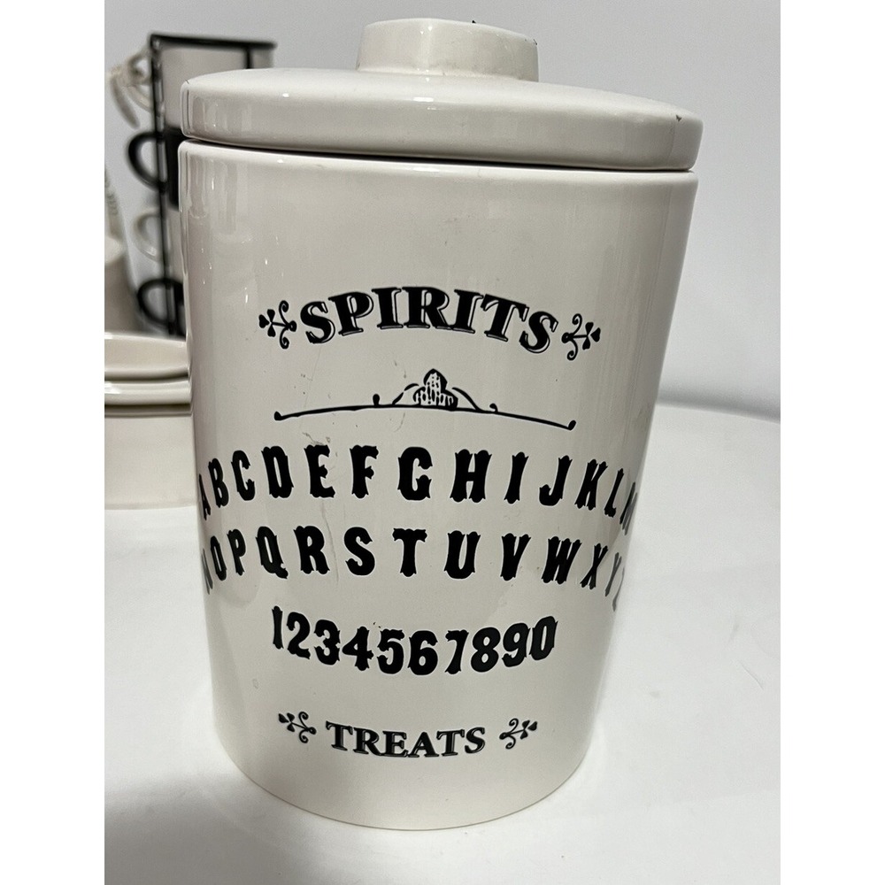 Ouija Board Canister Candy Treat Cookie Jar Spirits Halloween Decor Magenta